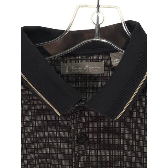 David Taylor Black Grid Polo Shirt Short Sleeve Lightweight Men's - Picture 2 of 5